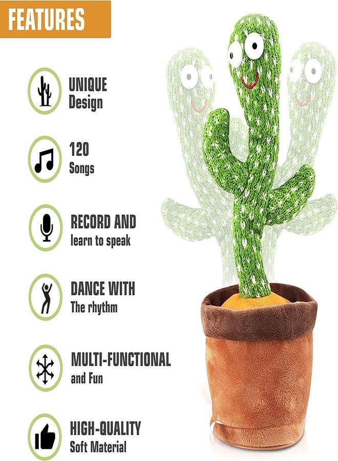Desidiya® Dancing Cactus Voice Recorder Baby Toys - Plush Toys Talking and Singing Cactus Toy for Boys and Girls - Image 4